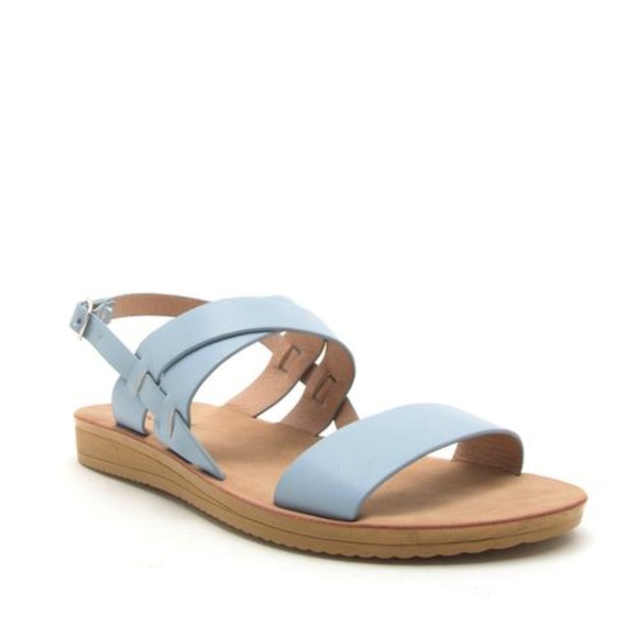 Blue double strap sling back sandals - Picture 3 of 4
